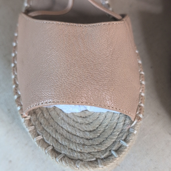 Eileen Fisher Agnes Espadrille Wedge Sandals Beige Leather Open Toe 9.5 - Picture 5 of 16